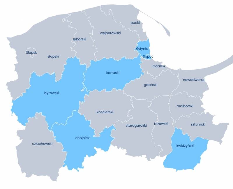 Mapa 1. Relacja między dostępnymi pracownikami a potrzebami pracodawców - pracownicy biur podróży i obsługi turystycznej