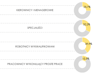 grafika: Stanowiska, na których są zatrudnione osoby w wieku 50 lat lub więcej województwie pomorskim